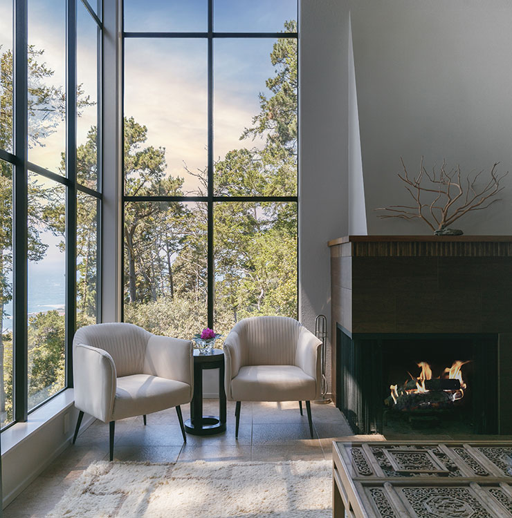 When designing a room with a spectacular view, think "Tone-on-tone or White-on-white". This will allow any eye to relax and take in the relaxing views